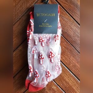 Red Mushroom Sheer Socks